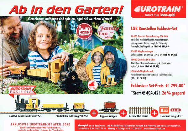 Angebot Idee + Spiel mit LGB und EUROTRAIN - April 2020