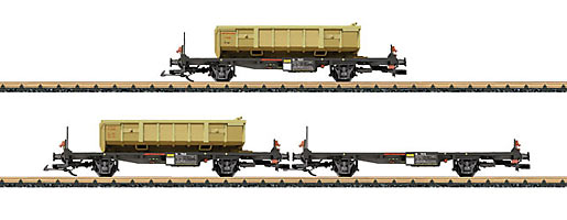 LGB Neuheit 2013 - Art.Nr. 47899 - Container Tragwagen der RhB mit neuer Konstruktion der Abraummulde. 