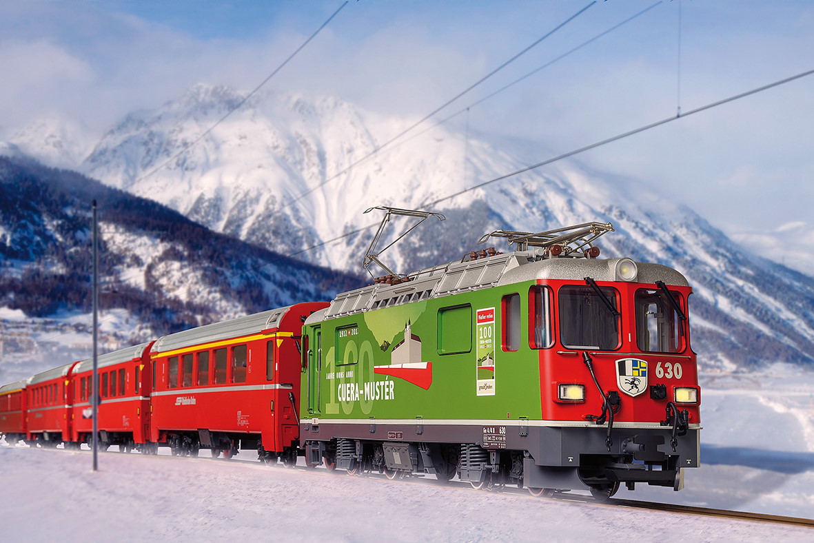 LGB Neuheit 2014 - Elektrolokomotive der Baureihe Ge 4/4 II der RhB als Gartenbahnmodell - Sonderdruck 100 Jahre Scoul - Disentis 