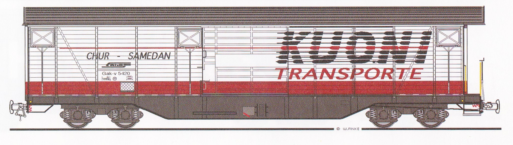 Bild aus dem Buch "Die Fahrzeuge der Rhtischen Bahn 1889-1997" Teil 2 von Schweers + Wall - Kuoni LGB Wagen 40081 Typ Gak-v 5420