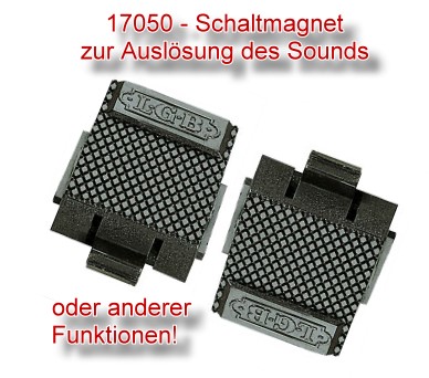 LGB Art. Nr. 17050 - Schaltmagnet zur Soundauslsung oder Funktionsauslsung. Wenn Sie auf das Bild klicken kommen Sie zu unserer Beschreibung ber die Belegung des 2. Sensors (Reedkontaktes) der in den Jubilumsloks in Verbindung mit den mfx Decodern bereits enthalten ist