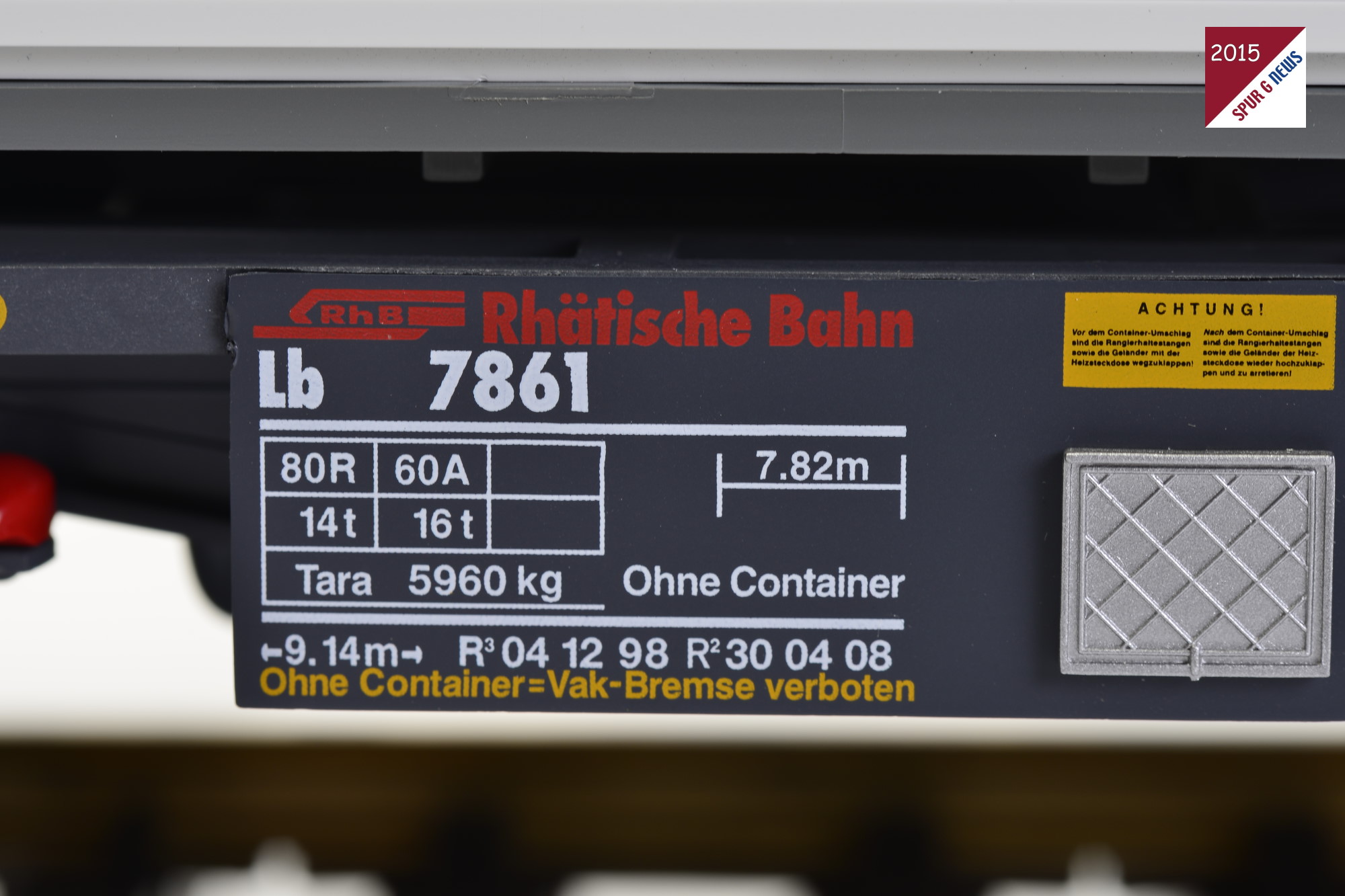 Auch beim Lb 7861 ist die Spezifikation gut bedruckt. Hier wurde noch das RhB Logo, im Unterschied zum Lb 7865,  mit aufgedruckt. 