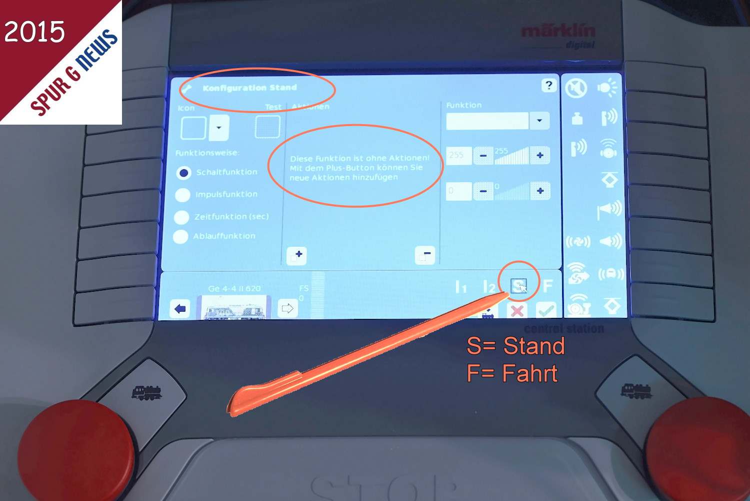 In einer unserer nächsten Programmieranweisungen werden wir dann über die Möglichkeit der Auslösung von Sound oder Funktion im Stand oder bei Fahrt berichten und Beispiele bringen. Diese Konfigurationen sind sicherlich interessant, wenn die Lok im Bahnhof steht und dann z.B. automatisch abbügelt. Natürlich kann dann auch ein eingebauter Servoentkuppler hierüber bedient oder ausgelöst werden.