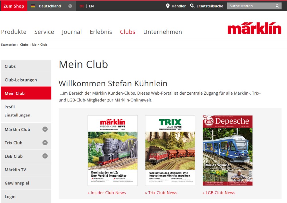 Ja, aber dafr muss der LGB Gartenbahner doch noch fast ein Jahr warten. Vor allem ist eine Clubmitgliedschaft im LGB Club bei Mrklin erforderlich um an diesen Wagen zu kommen. Nebenstehend habe ich mich nach Erhalt der LGB Depesche Nr. 4/2015 mal eingeloggt und einen Bildschirmausdruck eingestellt.   