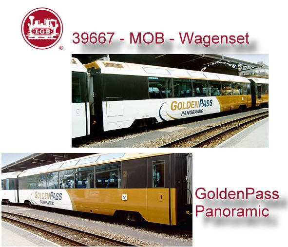 LGB Art. Nr. 39667 - Wagenset Panoramawagen MOB, Schmalspur, Schweiz