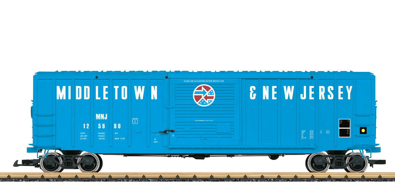 L42933 - MNJ Box Car - USA, Modell eines gedeckten Gterwagens der MNJ (Middleton & New Jersey Railroad). Originalgetreue Farbgebung und Beschriftung der Epoche V.