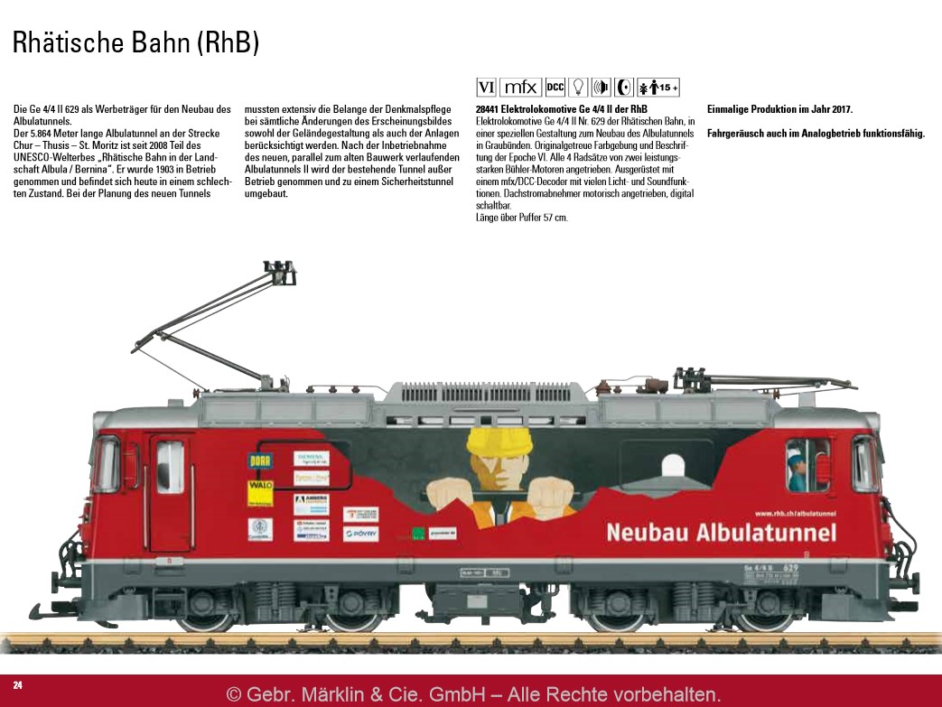 Auszug Neuheitenprospekt 2017 von LGB - RhB Ge 4/4 II - Albulatunnellok - 