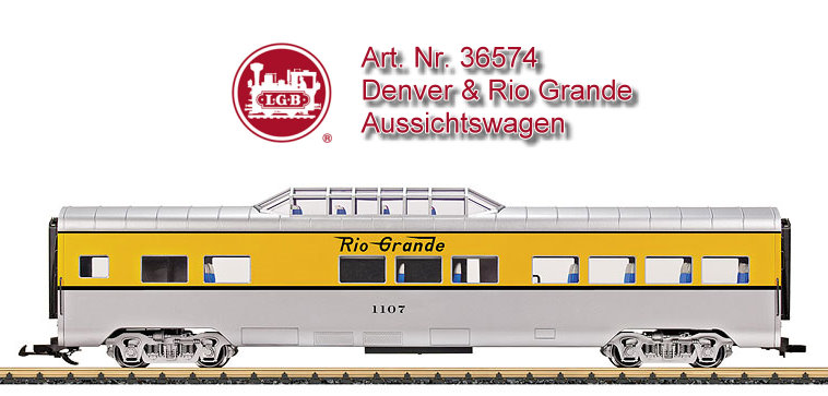 LGB Art. Nr. 3574 - Personenwagen mit Aussichtskuppel der Denver&Rio Grande Western Railroad