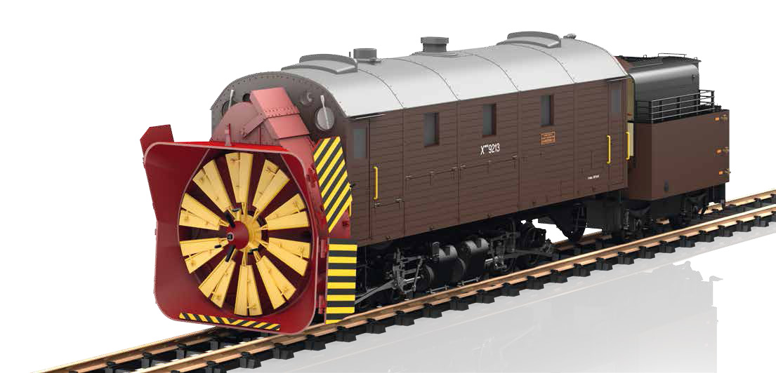 Modell der Dampfschneeschleuder Xrot 9213 der RhB. Feindetailliertes Modell in schwerer Metallbauweise mit vielen angesetzten Details. Angetrieben mit zwei Hochleistungsmotoren auf beiden Drehgestellen.  Tren zum Fhrerstand und Revisionsklappen fr das Schleudertriebwerk zum ffnen. Antrieb des Schleuderrades mit beweglichem Innentriebwerk durch einen separaten Motor. Manuell verstellbarer Auswurfschacht sowie manuell verstellbare Leitbleche am Schleuderrad. Originalgetreue Farbgebung und Beschriftung der Epoche VI, so wie die Schleuder heute noch als historisches Fahrzeug im Einsatz ist. Ausgerstet mit einem mfx/DCC-Decoder mit vielen Licht- und Soundfunktionen wie Spitzenlicht mit Schweizer Lichtwechsel, Feuerbchsbeleuchtung, Fhrerstandsbeleuchtung, Fahrgerusch, durch Reedschalter auslsbare Pfeife und vieles mehr. Eingebauter Rauchgenerator mit radsynchronem Dampfaussto sowie Zylinderdampf. 