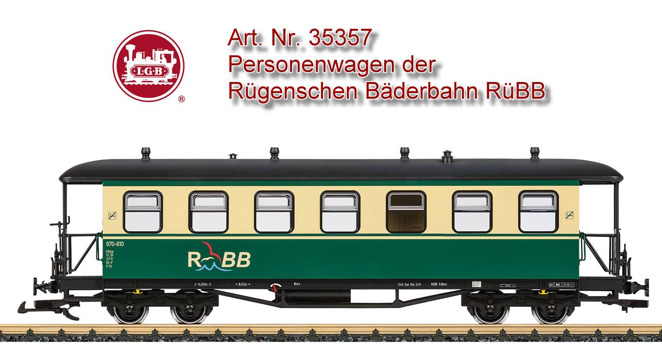Passend zu den anderen Modellen der RBB wie z.B. der Dampflok 28005 oder dem Wagenset 35359 oder dem Personenwagen 35357.