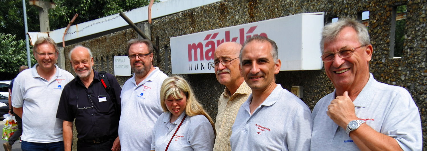 MEC Bayreuth im Mrklin Werk in Ungarn. Vorstand Michael Hbner, Hagren von Ortloff, Volker, Chrissy, Helmut, Michael und Herbert. Hinter der Kamera Stefan