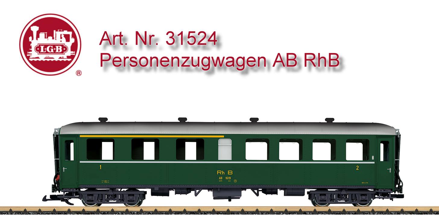 Modell eines Schnellzugwagens 1. und 2. Klasse der RhB. Originalgetreue Farbgebung und Beschriftung der Epoche IV. Viele angesetzte Details, Tren zum ffnen. Komplette feindetaillierte Inneneinrichtung. Innenbeleuchtung serienmig. Metallradstze. Lnge ber Kupplung 66 cm.