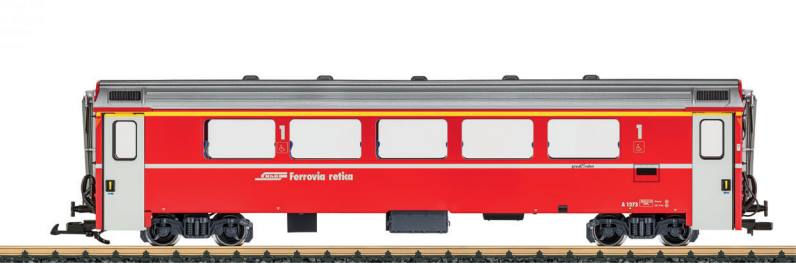 Art. Nr. 35513  RhB Schnellzugwagen EW IV, 1. Klasse, Modell eines Schnellzugwagens der Bauart EW IV der RhB in der aktuellen Ausfhrung eines modernisierten Wagens 1. Klasse in der Epoche VI. Das Modell ist vorbildgetreu lackiert und beschriftet. Tren zum ffnen und Innenbeleuchtung serienmig. Metallradstze. Lnge ber Puffer 67 cm.