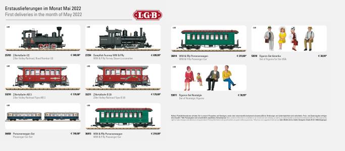 Auslieferungen an den Fachhandel bis Ende Mai 2022 von LGB