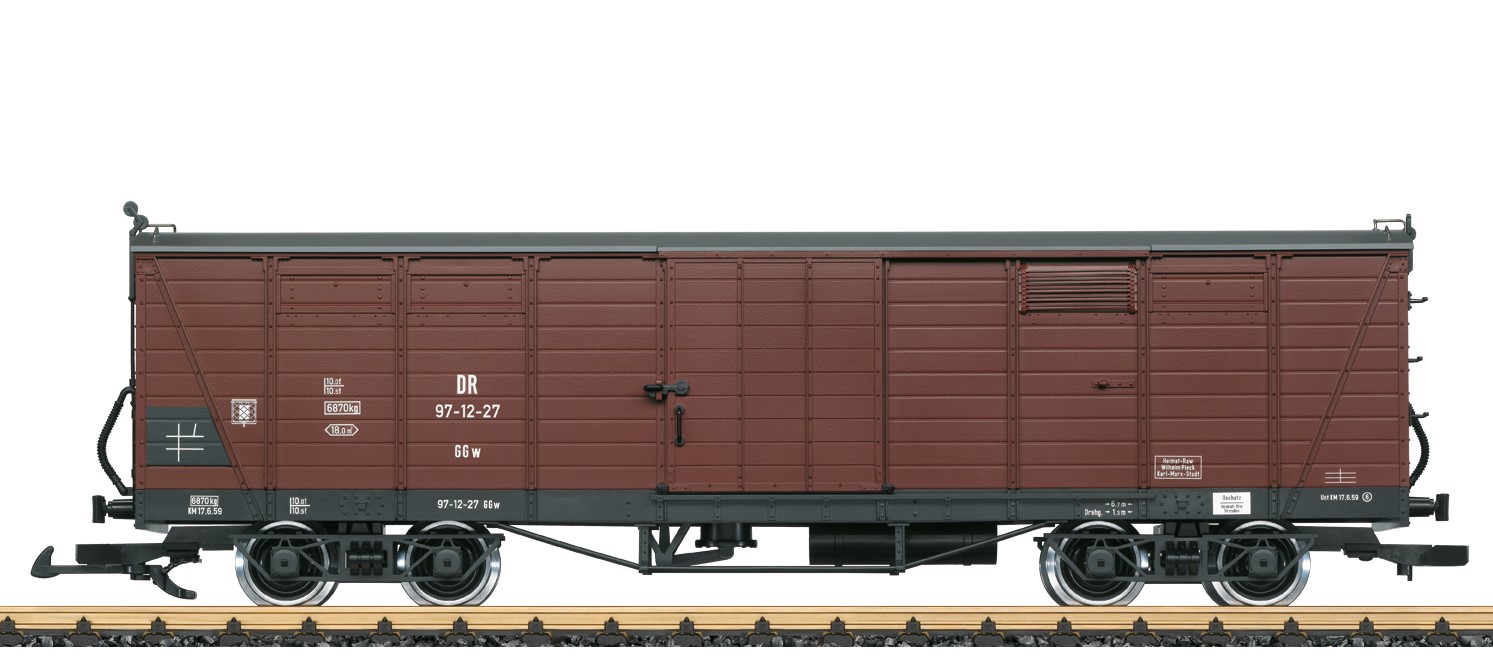 LGB Artikel Nr. 43602- Deutsche Reichsbahn -gedeckter Güterwagen - DR 97-12-27