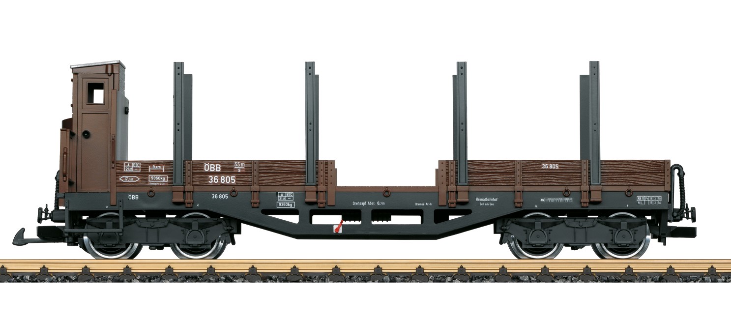 LGB Artikel Nr. 43621 - Modell eines 4-achsigen Rungenwagens mit Bremserhaus 