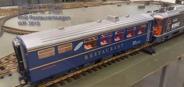 Fertigung in Ungarn: LGB Art. Nr. 31681- RhB Speisewagen (Restaurant) WR 3815  