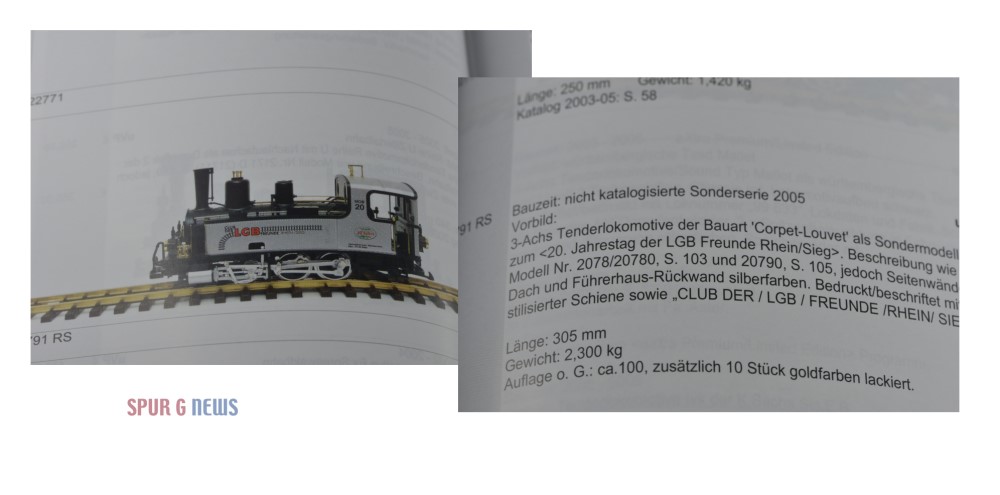 Inhalt der Sonderanfertigung zum 20jhrigen Club Jubilum 2005 des Clubs der LGB Freunde Rhein Sieg  - Bild: Stefan M. Kuehnlein fr Spur G News