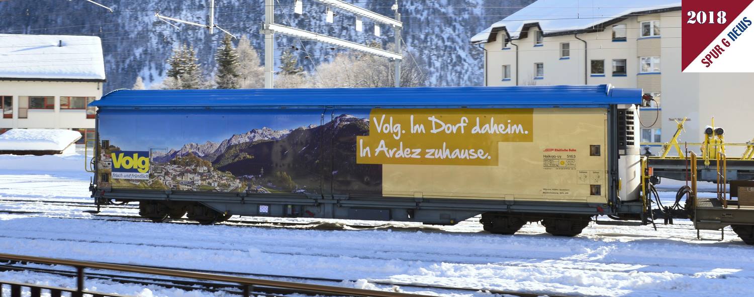 Schiebewandwagen - Ardez in "freier Wildbahn" auf dem Bahnhof in Samedan am 13.01.2018
