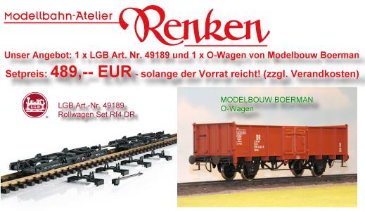Angebot von Modellbahn-Atelier-Renken - 1 x Rollwagenset DR und 1 x O Wagen von Modelbouw Boerman