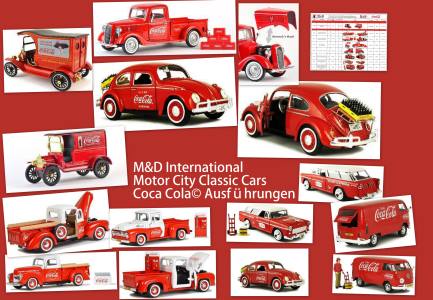 M&D International bietet mit Motor City Classics eine Auswahl in 1:24 von CocaCola Lieferwagen unterschiedlicher Epochen an. 