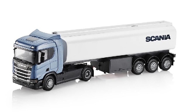 SCANIA Truck R 450 - graugrn - mit Tankauflieger - EMEK 91410 - Mastab 1:25, LKW Zugmaschine und 3achsiger Tankauflieger