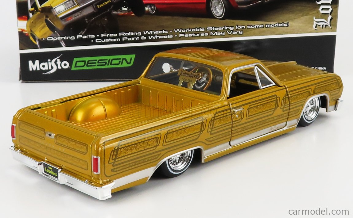 MAISTO - CHEVROLET - EL CAMINO PICK-UP CUSTOM 1965, Goldmetallic mit Zeichnung, Tuning Fahrzeug