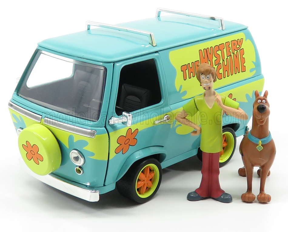 The Mystery Machine mit der deutschen Dogge Scooby-Doo und Shaggy Rogers. US-Fernsehserie aus 1969 von Hanna-Barbera