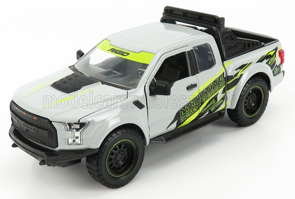 Ford USA-F-150 Raptor Pick Up 2017, Fertigmodell, Metall und Kunststoff in grau, schwarz und gelb. Jada 31516