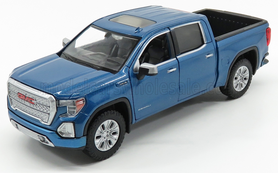 GMC, Sierra 1500 Denali, Doppelkabine, Baujahr 2019, blau, Modellauto 1:27, Motor Max