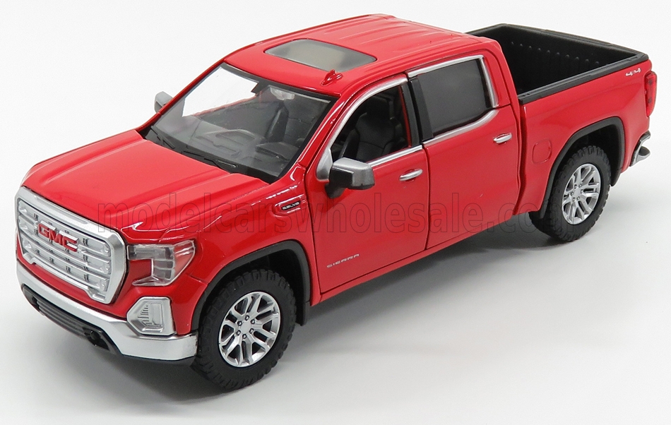 GMC, Sierra 1500 SLT, Doppelkabine, Baujahr 2019,rot, Modellauto 1:27, Motor Max