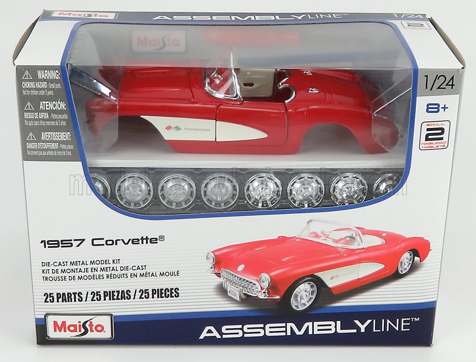 Maisto 1/24 - Chevrolet - Corvette Spider 1957 - Rot-wei - Bestellnummer: 39275-KIT
