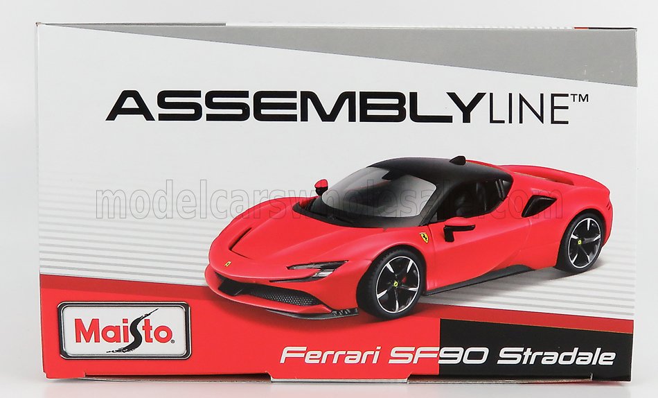 Maisto - 1/24 - Ferrari - SF90 Hybrid Stradale 2019 - in rot / schwarz als Bausatz. Artikelnummer: 37137-KIT