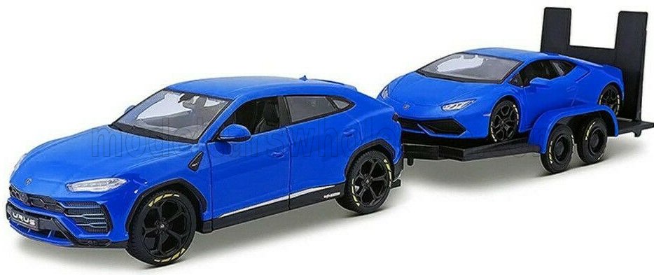 Lamborghini - Urus 2018 in blau mit Anhnger, beladen mit: Huracan LP 640-4 Performante 2017 - Maisto 32753
