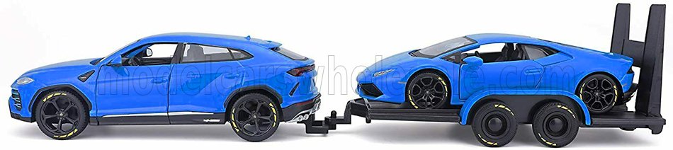 Lamborghini - Urus 2018 in blau mit Anhnger, beladen mit: Huracan LP 640-4 Performante 2017 - Maisto 32753