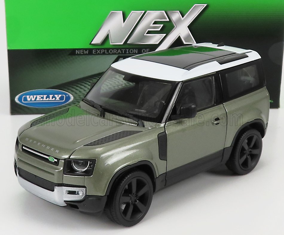 Land Rover, New Defender 90, Baujahr 2020, hellgrün-metallic, weißes Dach, NEX, welly, 