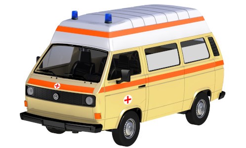 Motormax VW T3 Hochdach, Ambulanz, 1:24 Modellauto