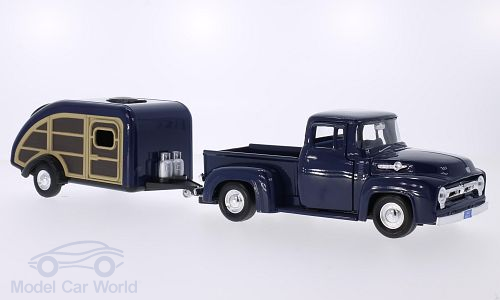 Ford F-100 mit Campinganhner, Fertigmoedellin Metall-Kunststoff, Mastab 1:24 - H16-210952