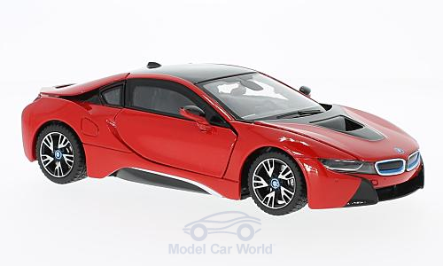 RASTAR Modellauto fr die Gartenbahn in Metall/Kunststoff, BMW i8 - Art.Nr. 221057 - rot, Mastab 1:24