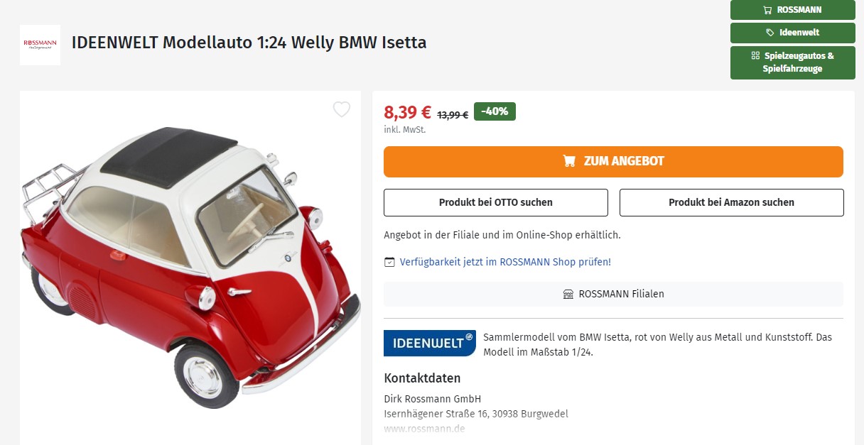 Bestellseite bei ROSSMANN - Online