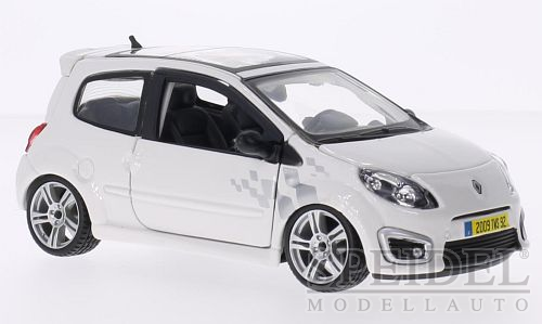 Bburago, Renault Twingo, Twingo RS, weiss mit Dekor, Fertigmodell 1:24, Modellauto 1:24 , G-Scale Modellauto