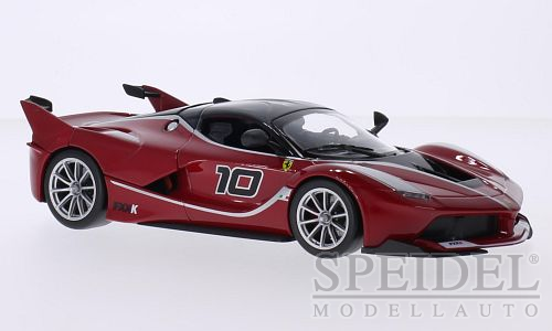 Ferrari FXX-K, dunkelrot / silber, No. 10, 2015, Fertigmodell in Metall-Kunststoff. Maßstab 1:24