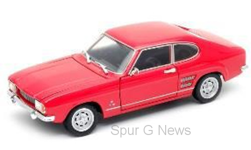 Ford Capri, 1969er Baujahr in ROT - Mastab 1:24 - WELLY Automodell fr die Gartenbahn