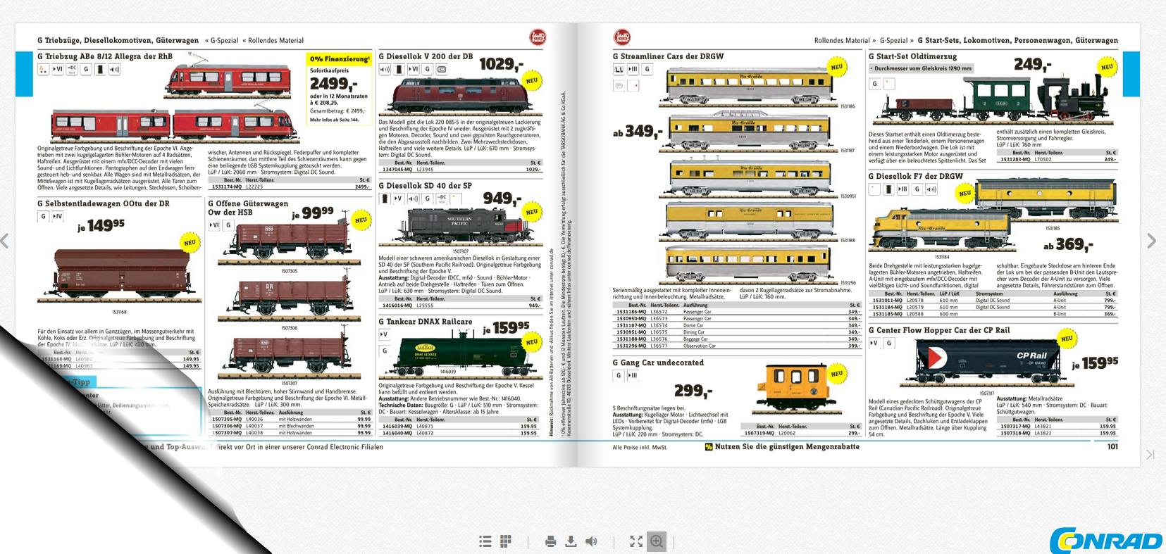 Wer sich den Bltterkatalog von den Conrad Electronic SE heruntergeladen hat kann fr die LGB auf folgenden Seiten bersichtlich die Produkte sehen und auch ONLINE bestellen: