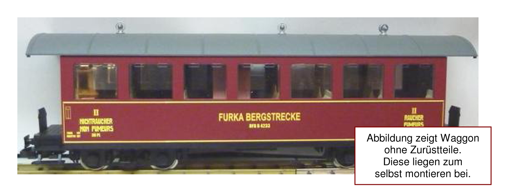 Angebot zum Jahresende 2018 - TrainLine Waggon - 4achsig, rot, "Furka Bergstrecke" fr nur 229 EUR Stck oder 2 Stck fr 444,00 EUR