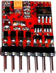 Preiswerter DCC Funktionsdecoder mit drei Ausgängen. Mapping F0 bis F28. Umfangreiche Mappingfunktionen und Möglichkeit der Doppelbelegung einschließlich Logik-Verknüpfung (und/oder) von Ausgängen. Ausgänge einzeln dimmbar. Gesamtbelastbarkeit 1 A. Der DSE F3 kann sowohl als Lokdecoder wie auch als Weichendecoder angesteuert werden. Auch verwendbar für Lichtsignale und moderne Weichenlaternen. Abmessungen: 28 (18) x 19 x 5 mm.