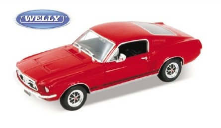 Ford Mustang GT 1967 in rot - Modellauto im Mastab 1:24 von WELLY