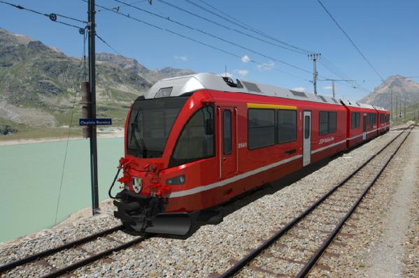 Zweispannungstriebzug der RhB auf dem Ospizio Bernina der Firma Stadler