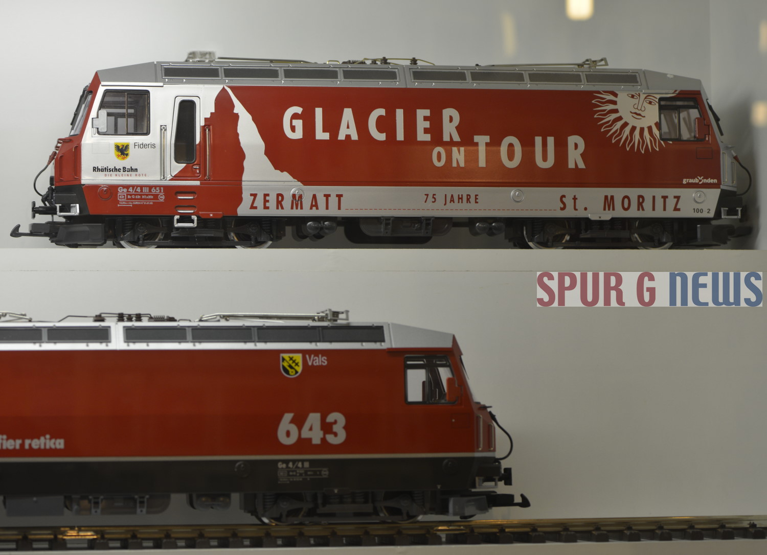 Ge 4/4 III der RhB. 1 x Glacier Express on Tour und 1 x 643 Kanton Vals 