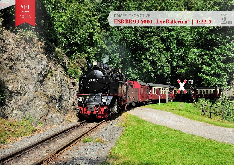 Auszug aus dem KISS Katalog 2014 - Ballerina 996001 und 996002 der HSB - passend zu den Trainline Gartenbahnen Wagen